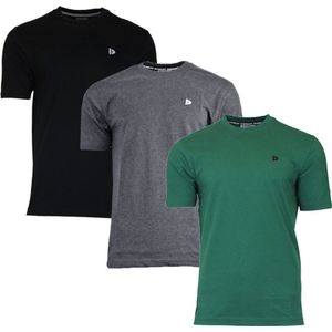 Donnay - Vince - T-shirt - Zwart/Charcoal-marl/Forest green - 3-Pack - Heren