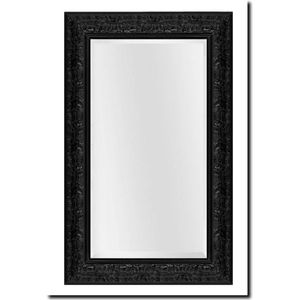 Wandspiegel zwart rechthoek - Spiegel Santino Zwart Buitenmaat 77x138cm met zwarte barok lijst - hout - handgemaakt - luxe - duurzaam - veiligheidsglas - Italië - muurspiegel - schouwspiegel - spiegel dressoir of side table - woonaccesoire