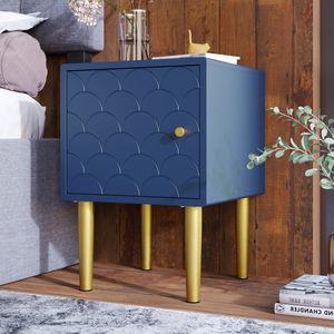 Gutent Nachtkastje, Marine, Nachtkastje Bijzettafel, Past bij elk bed en bij de sofatafel in de slaapkamer, H 50/B35/D35 cm