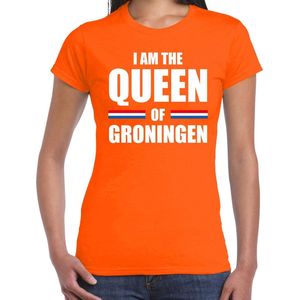 Koningsdag t-shirt I am the Queen of Groningen - dames - Kingsday Groningen outfit / kleding / shirt XL