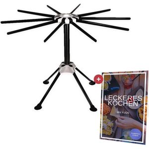 Inklapbaar RVS Pasta Droogrek - 33 cm Hoogte - Vaatwasmachinebestendig Met 10 Armen