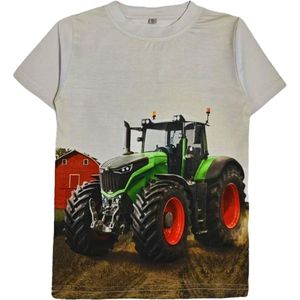T-shirt met tractor, Fendt, beige, trekker, full colour print, kids, kinder, maat 92, stoer, mooie kwaliteit!