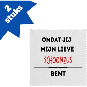 Akyol - omdat jij mijn lieve schoonzus bent brillendoekjes - Zus - de liefste schoonzus - verjaardag - cadeautje voor zus - kado - geschenk - 17,8 bij 17,8 cm - 2 stuks
