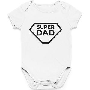 Vaderdag Cadeau - Romper Super Dad - Maat 56 - Kleur Wit - 100% Katoen