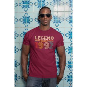 1992 Jaar Rood T-shirt Heren - Maat S - Legend Since - Retro - Verjaardag Cadeau Mannen - Limited Edition