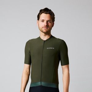 Acelera Intermediate Wielershirt | Fietsshirt Heren Korte Mouw | Wielrenshirt | Fietskleding | Donker Groen | Maat S