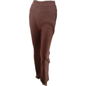 Dames - Broek - Warme Thermo Comfortbroek - 7/8 - Jegging - Gevoerd - Kleur Camel - Maat 2-3XL 44-46