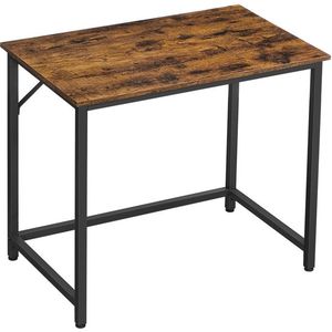 Kantoortafel - Smalle Kantoortafel - Smalle Kantoortafel In Industrieel Ontwerp - Computerbureau - Bureaubureau - Gamingbureau - Stabureau - Hoekbureau - Werkstationbureau - Spaanplaat - Staal - Vintage Bruin-zwart - 80 x 50 x 75 cm (L x B x H)