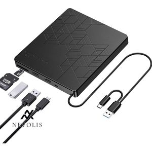 Nevolis Externe dvd-cd-speler USB 3.0 en Type-C brander Recorder Windows Mac .