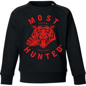 Most Hunted - kindersweater - tijger - zwart rood - maat 152/164cm