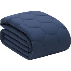HappyBed Wasbaar dekbed zonder overtrek 240x220 - Bedrukt dekbed zonder hoes - Hoesloos Dekbed met Print - All year dekbed enkel - Lits Jumeaux - Dark blue
