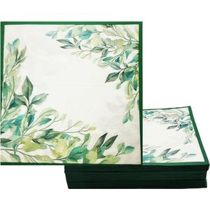 Feestservetten 60 stuks saliegroen papier servetten wegwerp voor babyborrel verjaardagsfeest bruiloft 33 x 33 cm saliegroen. servetten papieren