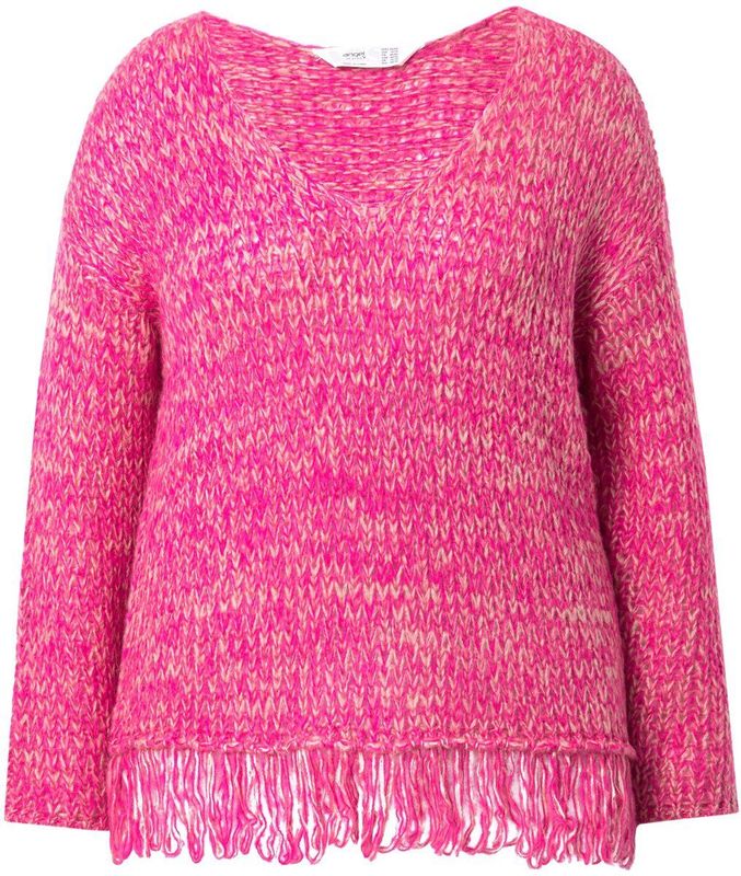 Angel of Style Angel of Style - Dames - Trui loose fit zoom met franje - Neon bes - Maat 42+