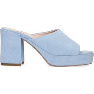 Manfield - Dames - Blauwe suède sandalen met hak - Maat 37