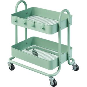 HOME CREATION Serveerwagen - turquoise - 46x34x54 cm. trolley