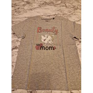 T-Shirt - Disney - Belle en het Beest - Beauty Mom - Grijs - Mt 10 Y