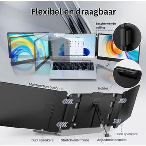 JMZR® Portable Monitor - Tri Screen - Laptop Uitbreider - Full HD