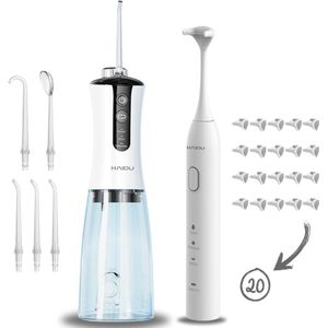 HAIDU Pro Flow Waterflosser & Elektrische Tongschraper Flosser – Monddouche – Flosapparaten – Wit