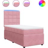 vidaXL - Boxspring - met - matras - fluweel - roze - 100x200 - cm