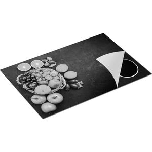 Chefcare Inductie Beschermer Fruitmand op Zwarte Marmer - Fruit - Zwart Wit - 81,2x52 cm - Afdekplaat Inductie - Kookplaat Beschermer - Inductie Mat