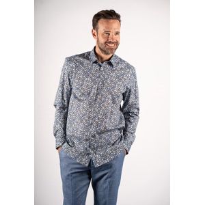 Pre End heren blouse - overhemd LM - 100517 - Ancor - navy print - maat L