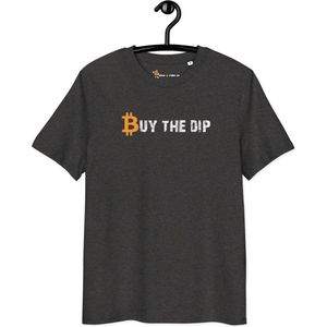 Buy The Dip - Unisex - 100% Biologisch Katoen - Kleur Donker Grijs - Maat L | Bitcoin cadeau| Crypto cadeau| Bitcoin T-shirt| Crypto T-shirt| Crypto Shirt| Bitcoin Shirt| Bitcoin Merch| Crypto Merch| Bitcoin Kleding