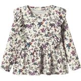 Top - Slim Fit - Lange Mouwen - All-over Print - Ronde Hals - Ruches