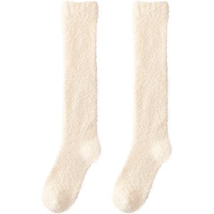 Damessokken van pluche - 35 cm buislengte - 22 cm onderkant - Zachte warme sokken - Schattige en comfortabele pluche wintersokken - Koraalfleece sokken - Winterse pluche verdikking warme kuitsokken - Slaapsokken - Pluche sokken