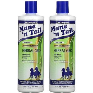 MANE ´N TAIL - Shampoo Herbal Gro – Olijfolie en Kruiden - 2 X 355 ml