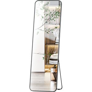 Nuvolix passpiegel staand - passpiegel hangend - staande spiegel - wandspiegel - spiegel ovaal - 160*50CM - zwart