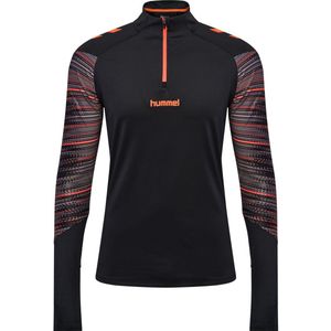 Sportshirt - Zwart/Oranje - Polyester/Elastaan - Ademend/Sneldrogend
