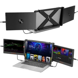 Hennova Portable monitor - Beeldscherm - Laptop scherm uitbreider - Multifunctioneel inzetbaar - Tri screen - Voor 13''/17.3'' laptop - 195° Draaihoek - Zwart