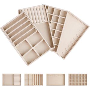 Grote fluwelen sieradendienbladen - opneembare sieradenorganizer voor dames - ringen oorbellen broche ketting