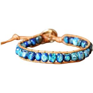 Marama - herenarmband Indigo Stones - natuursteen - leer - verstelbaar