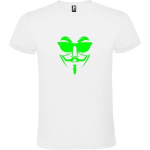 Wit T shirt met print van "" Vendetta "" print Neon Groen size S