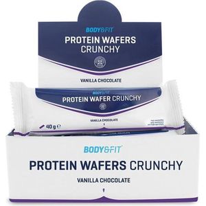 Body & Fit Crunchy Eiwitwafels - Proteïne Repen - Suikerarm & Eiwitrijk - 1 doos (12 wafels) - Vanille Chocolade