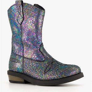 Braqeez leren meisjes cowboy western boots zwart metallic - Maat 27 - Uitneembare zool