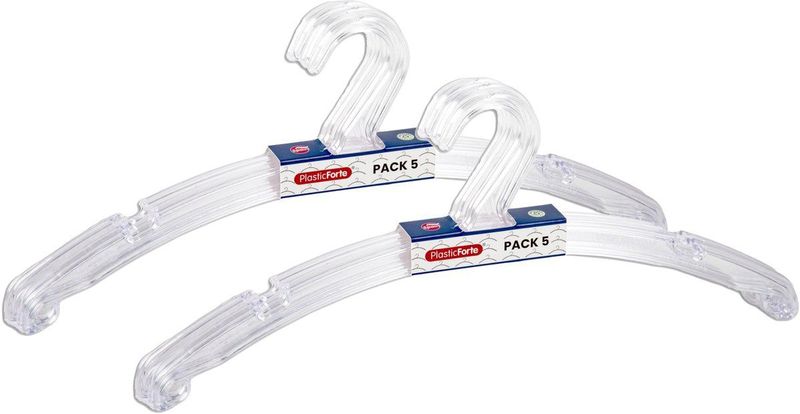 Plasticforte - Kledinghangers - Transparant - 10x - Kunststof - 42 x 18 cm