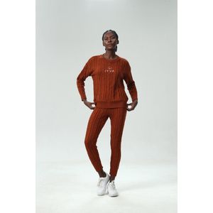 IYVA dames Huispak | Vrijetijdspak | Zwart| Pyjamaset | Loungewearset Knitted Dames training Set 2 delig