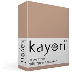 Kayori Shizu jersey stretch split-topper hoeslaken - Tweepersoons - Nude