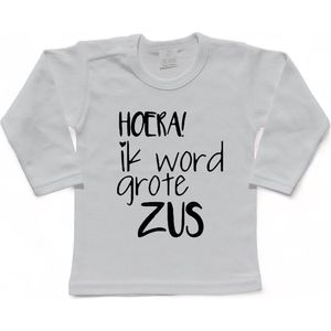 Shirt Aankondiging zwangerschap Ik word grote zus | lange mouw | zwart | maat 98 zwangerschap aankondiging bekendmaking Baby big sis sister
