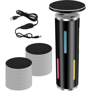 Elektrische Eeltverwijderaar - 60 Vervangbare Schuurpads - Regelbare Snelheid - Hygiënisch Voetvijl met Netstroom Adapter - Elektronische Voetverzorging - zwart