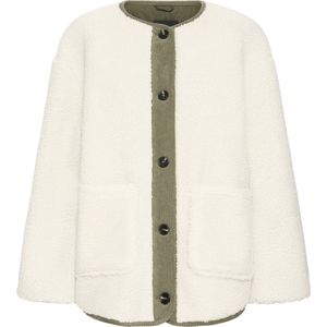 b.young Tussenjas 'PILE'  beige / olijfgroen