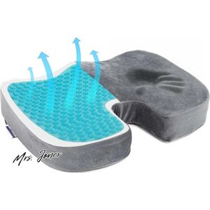 Mrs. Jones Premium Collection Ergonomisch Orthopedisch Zitkussen - Bureaustoel - Vermindert Pijn - Verhoogt Zitcomfort - Grijs