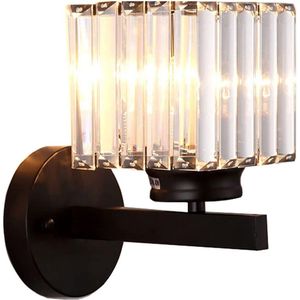 Retro kristallen wandlamp voor binnen, E27 moderne slaapkamer wandlamp led kristallen wandlamp zwarte kristallen wandlamp voor woonkamer gang eetkamer hal [Energieklasse A+++]