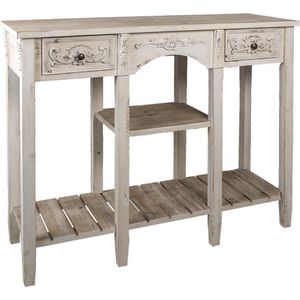 Sidetable 125x40x95 cm Wit Hout Rechthoek Wandtafel Haltafel Console Tafel