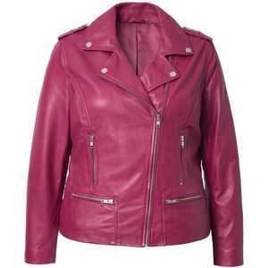 Angel of Style Angel of Style - Dames - Leren bikerjas metalen rits volledig gevoerd - Donker wijnrood - Maat 42