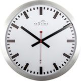 Wandklok NeXtime dia. 35 cm, aluminium, wit, 'Station' Radio Controlled (DCF) NE-3999STRC