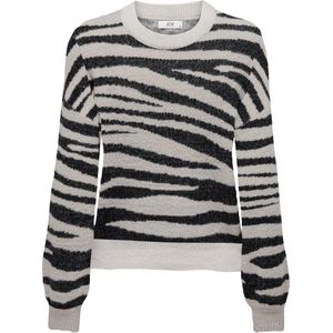 JDY JDYLORRAINE ANIMAL L/S PULLOVER KNT NOOS Dames Trui - Cement Black Zebra Stripes