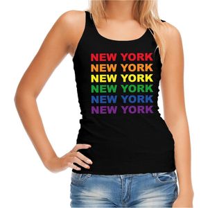 Regenboog New York gay pride / parade zwarte tanktop voor dames - LHBT evenement tanktops kleding XL